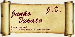 Janko Dupalo vizit kartica